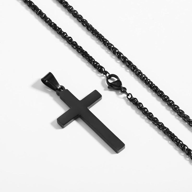 RS Cross Necklace for Men Boys Women 16-24 Inches Stainless Steel Cross Pendant Chain Religious Gift - Image 2